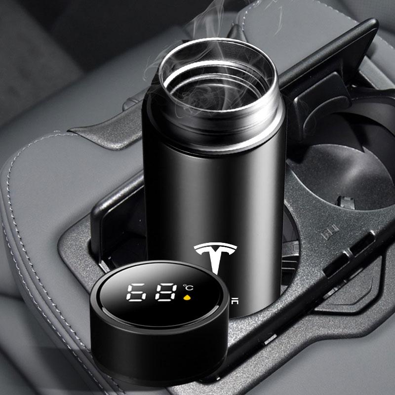 1Pcs Car Smart Thermos Bottle With Temperature Display Coffee Cup For Tesla Model 3 Model S Model X Model Y Roadster Bonina Coil