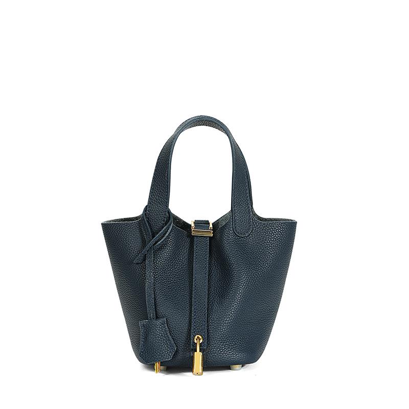 Women's High-Quality Genuine Leather Bucket Bag - Exquisite Cowhide Handbag