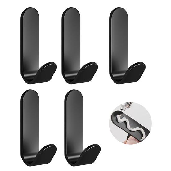 

5PCS Adhesive Wall Hooks No Drill Strong Load-Bearing Hooks Durable Carbon Steel Hooks for Bathroom Kitchen Coat Towels чёрный