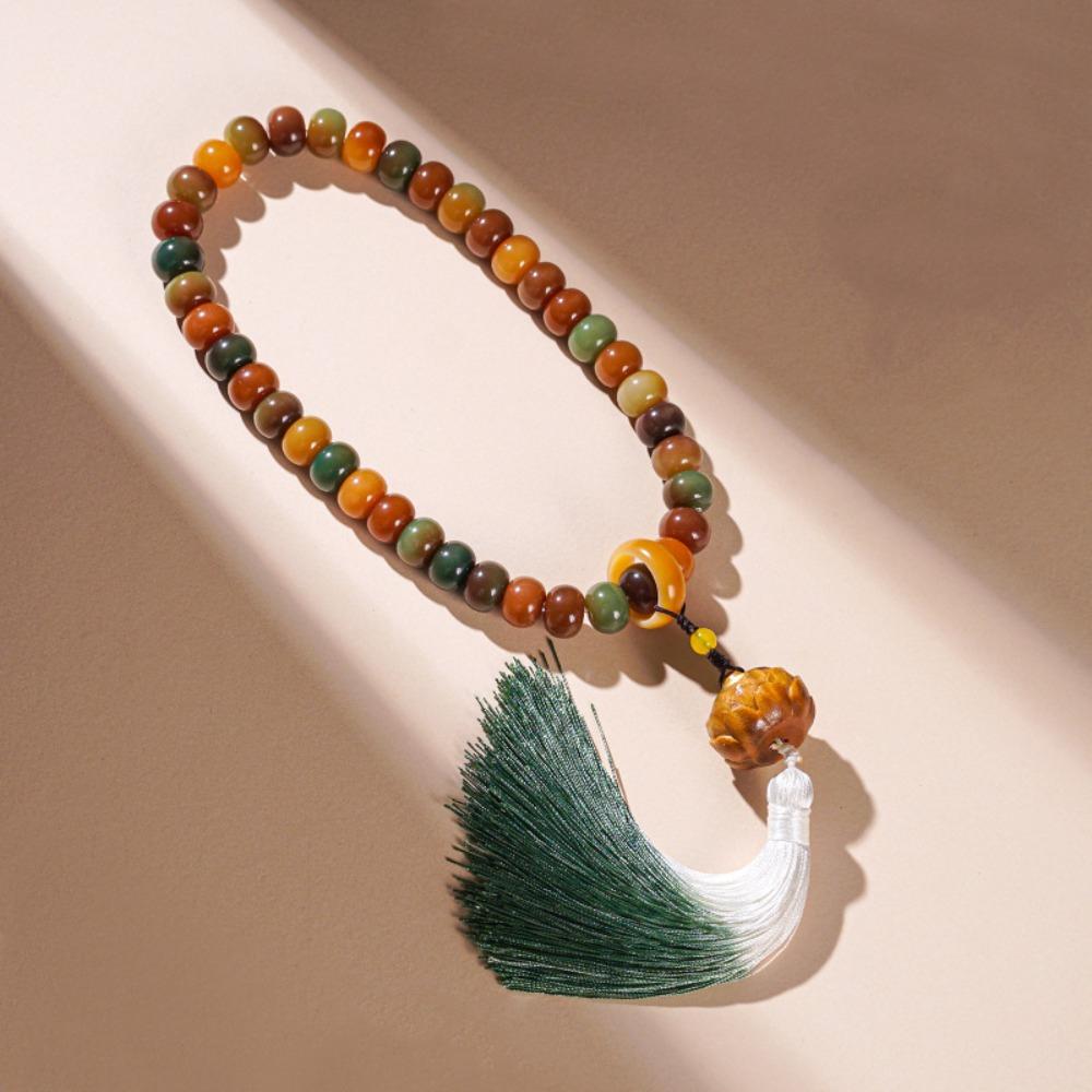 Colorful Dunhuang Bodhi Bracelet Tassel Prayer Beads Necklace Retro Rosary Beads Bracelets  Unisex