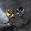 Retro Fashion Personality Luxurious Natural Tiger Eye Stone Ring. Casual Business Style Unisex Ring. 316L Stainless Steel