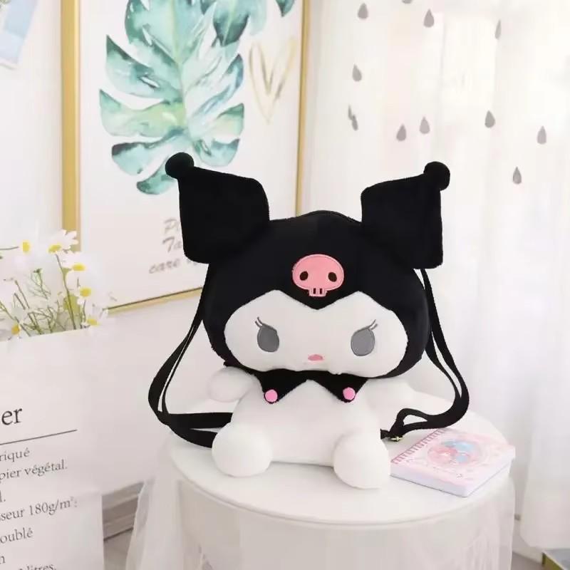 Kawaii Sanrio Plush Backpack for Girls, Cute Kuromi Cinnamoroll My Melody Cartoon Anime School Bag, Lightweight Travel Bag