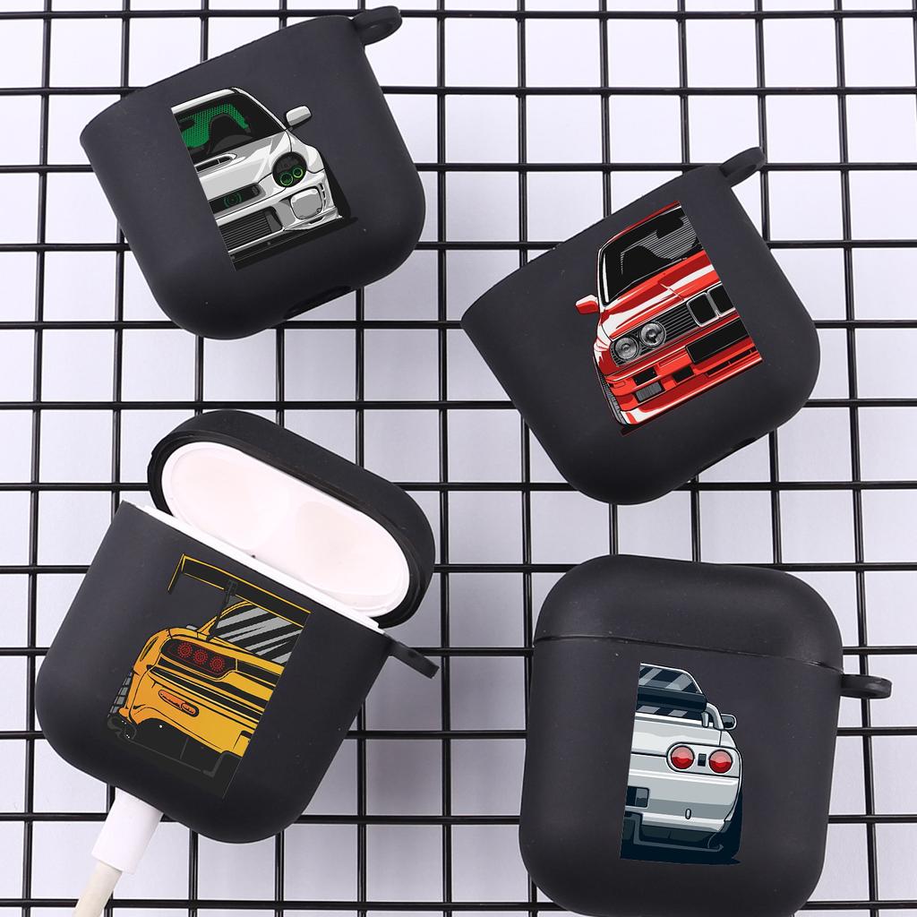Japan JDM Sports Car Earphone Case for Apple Airpods 1 2 3 Pro 2 Bluetooth Headset Cases for Air Pods Earphone Box Black Cover