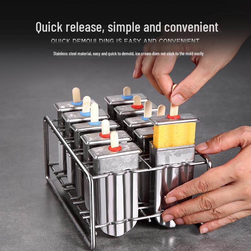 Ensemble de moules à glace en acier inoxydable pour bâtonnets glacés DIY