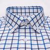 Men's Plaid Spread Collar Wrinkle-Free Long Sleeve Button-Down Shirt, 100% Cotton Regular Fit Business Casual Formal Office Wear