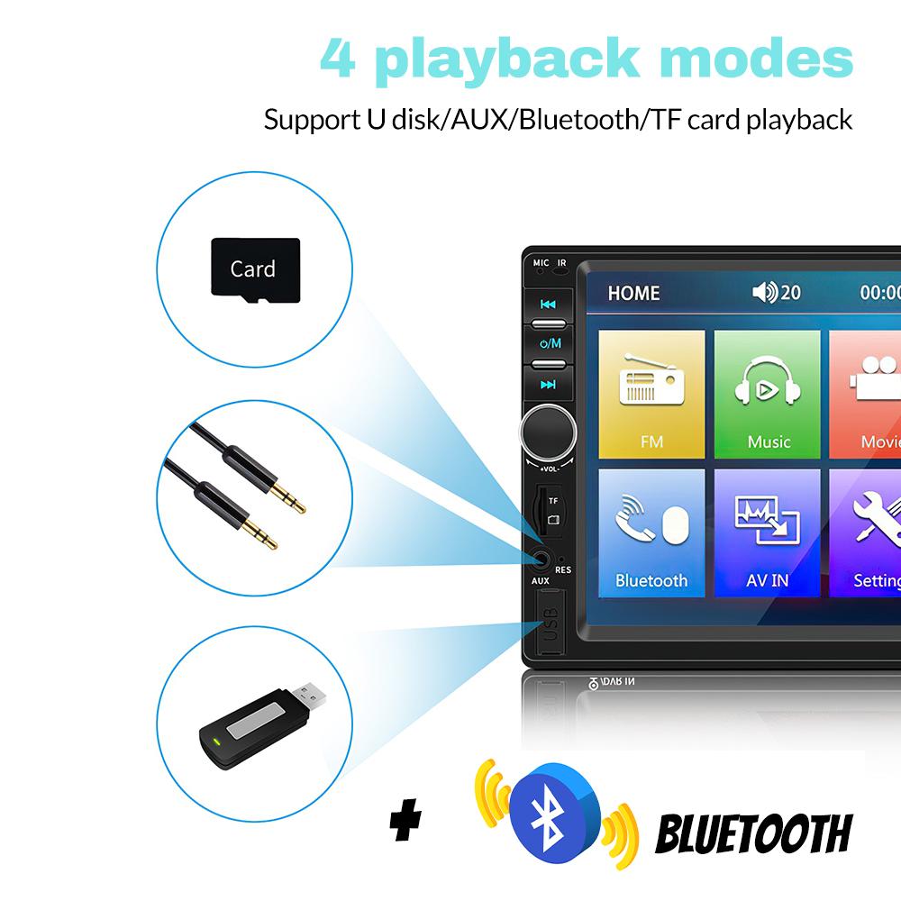 7 Inch 2 Din Car Player Multimedia Wireless Carplay with Navigation, Stereo Radio MP5 Touch Screen Bluetooth FM USB Rear Camera