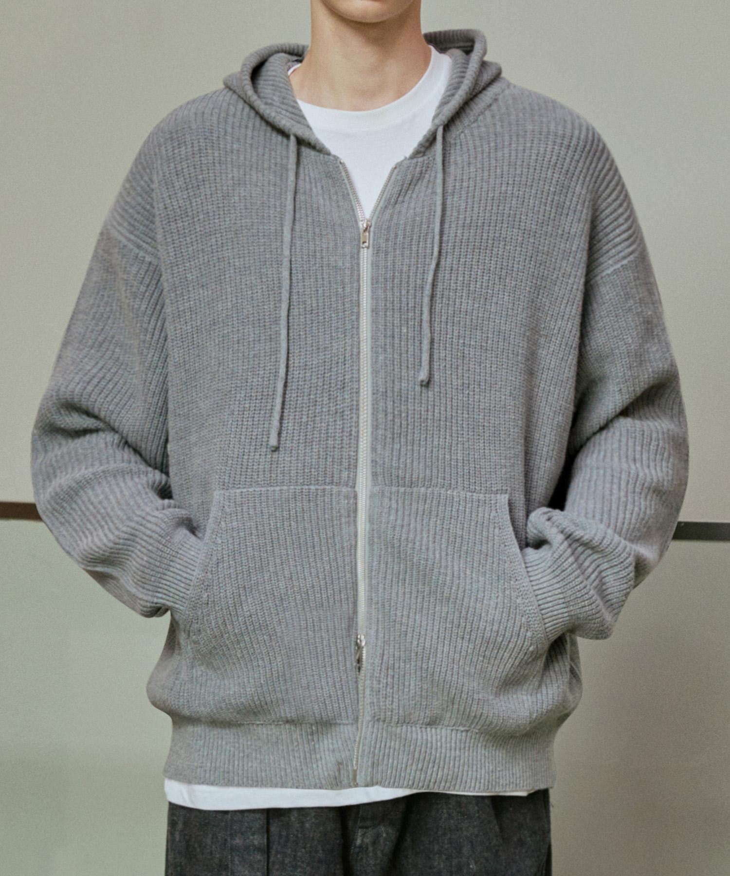 Kimwear Cotton Washable Hazzi 2-Way Zip-Up Hoodie Knit Oatmeal/L