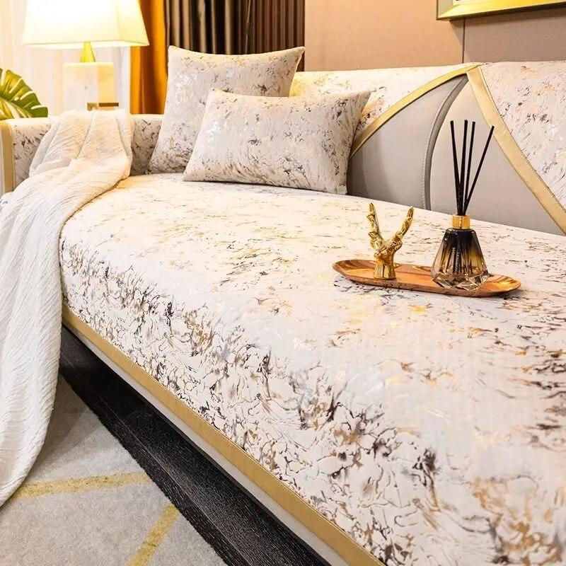 Luxury Velvet Sofa Cover Universal Anti Slip Couch Cover Abstract Lines Four Seasons Cushion Cover Soft Fabric 70x70cm 1pcs