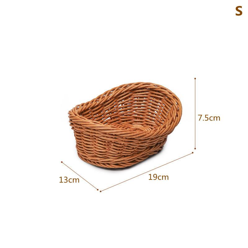 

Овальная плетеная ротанговая корзина для хранения, поднос для хранения хлеба, фруктов, продуктов, корзинки для ножей и вилок, коробка для сервировки завтрака, украшение для дома