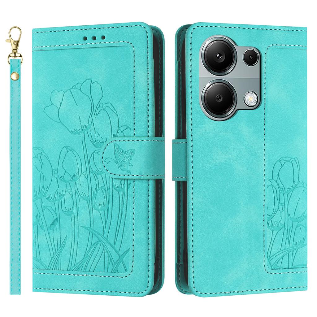 For Xiaomi Poco M6 Pro 4G/Redmi Note 13 Pro 4G Case Tulip Leather Phone Cover with 5 Card Slots Wallet