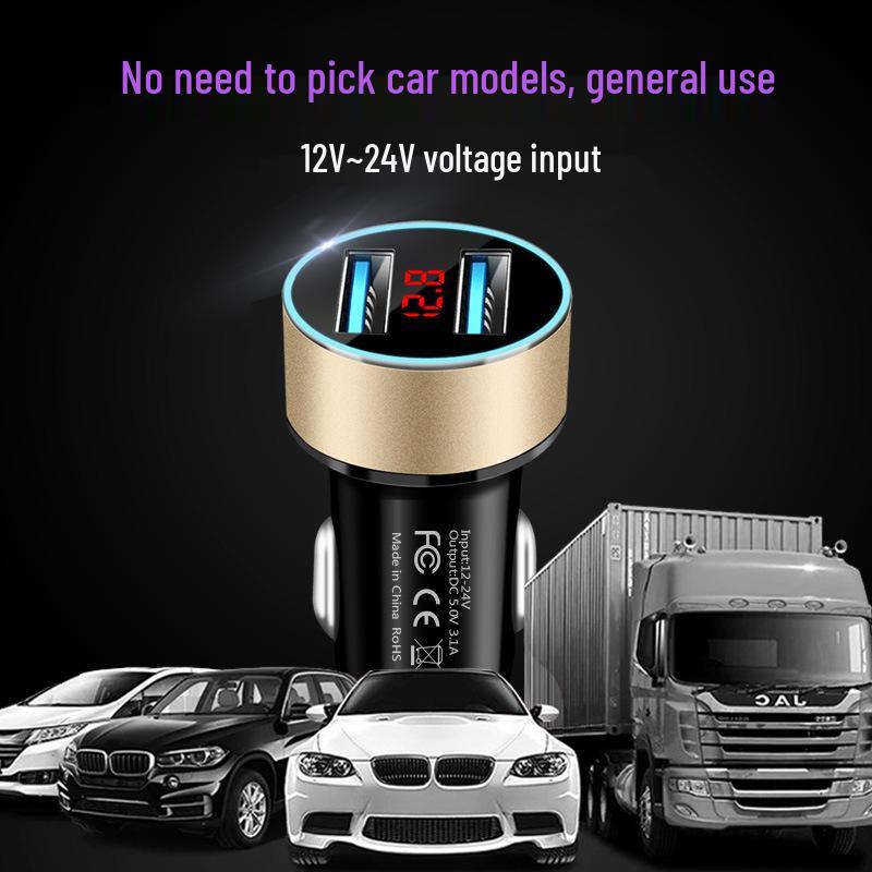 Multi-Function Dual USB Car Charger with Digital Display