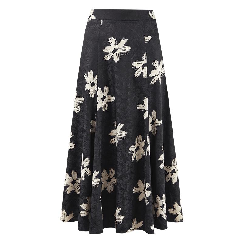 Elegant Floral A-line Midi Skirt