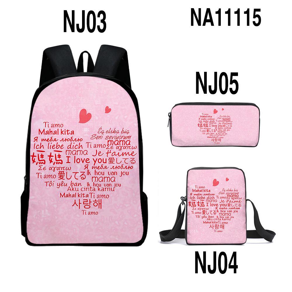 Iconic Kotaro Lives Alone Anime 3D Design 3pcs/Set pupil Learner Bags Everyday Laptop Everyday Backpack Sling Carry Tote Pencil Pouch