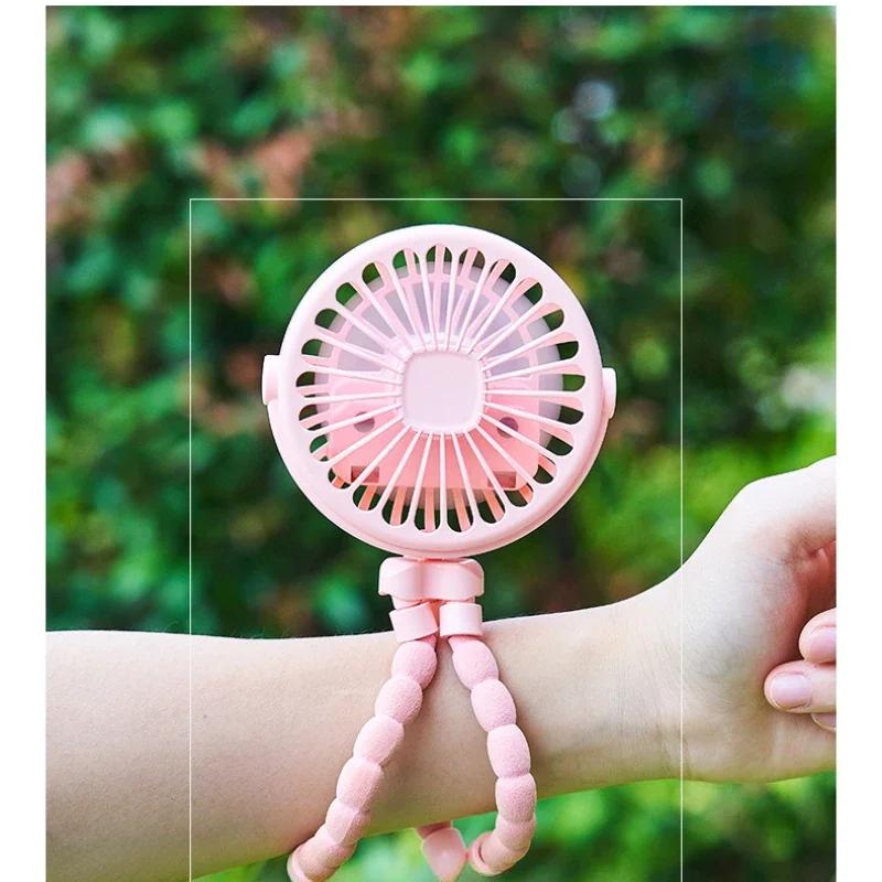 Octopus Mini Fan - Flexible Tripod Clip USB Rechargeable Portable Car & Stroller Fan, Hands-Free Cooling for Baby Office, Travel