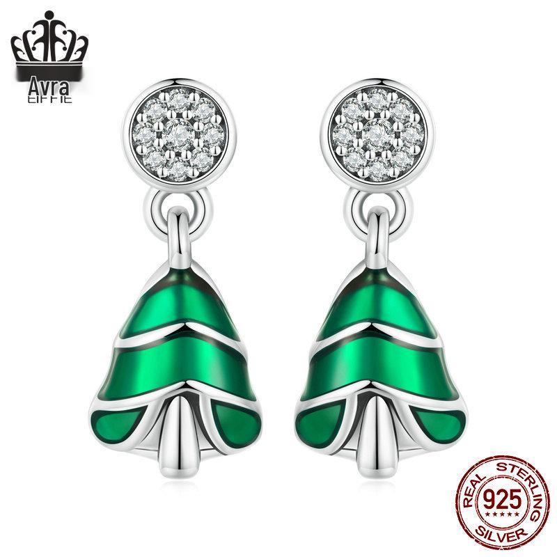 

Everle Green Christmas Tree Earrings: S925 Sterling Silver Holiday Jewelry for Women (BSE919) 925 Silver