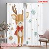 2pcs,2D Plane Printing Light Filtering Curtains Cute Reindeer Snowflakes Festive Durable Polyester (without Rod) Art Deco
