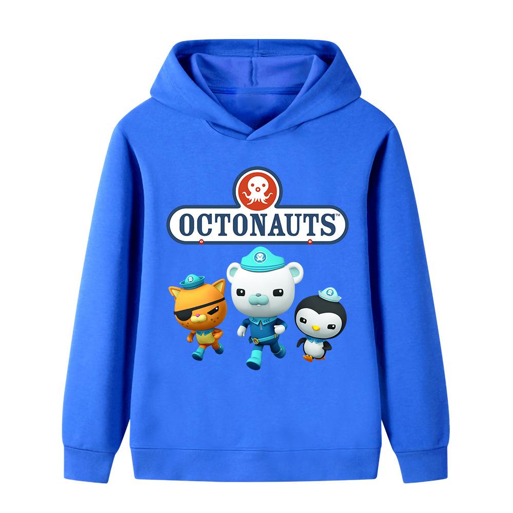 Neu Die Oktonauten Lustiger Aufdruck Jungen Mädchen Fleece Warmes Sweatshirt Herbst und Winter Trend Bequemes Weiches Kinder Kapuzensweatshirt