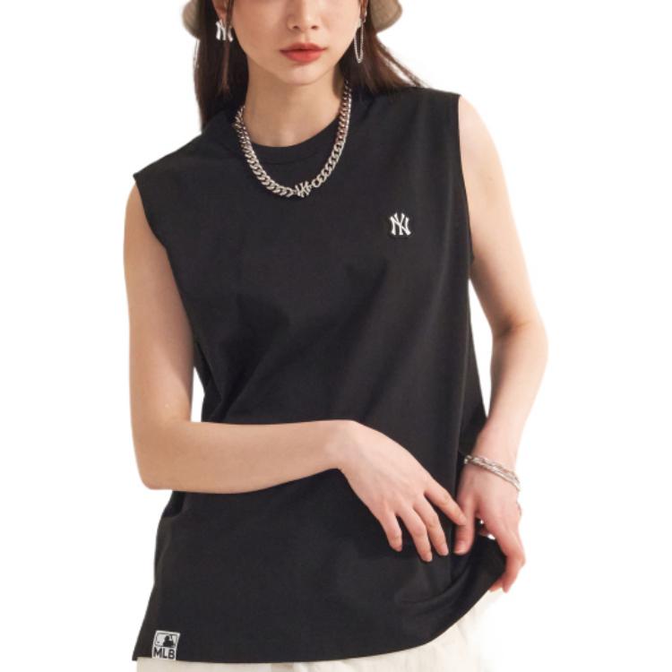 MLB New York Yankees Classic Letter Print Sports Sleeveless T-Shirt Unisex Tops Black 3ATK01023-50BKS