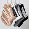 Women's Autumn and Winter Large Size Casual Cape Fur Collar Striped Knitted Shawl Sweater Jacket