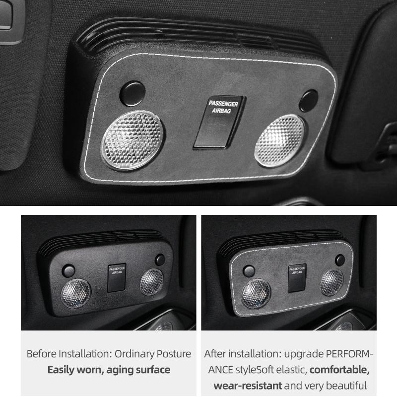 For Ford Mustang GT 2015-2025 Made of Alcantara Roof Front Reading Light Panel Trim Sticker Car Interior Tuning Accessories