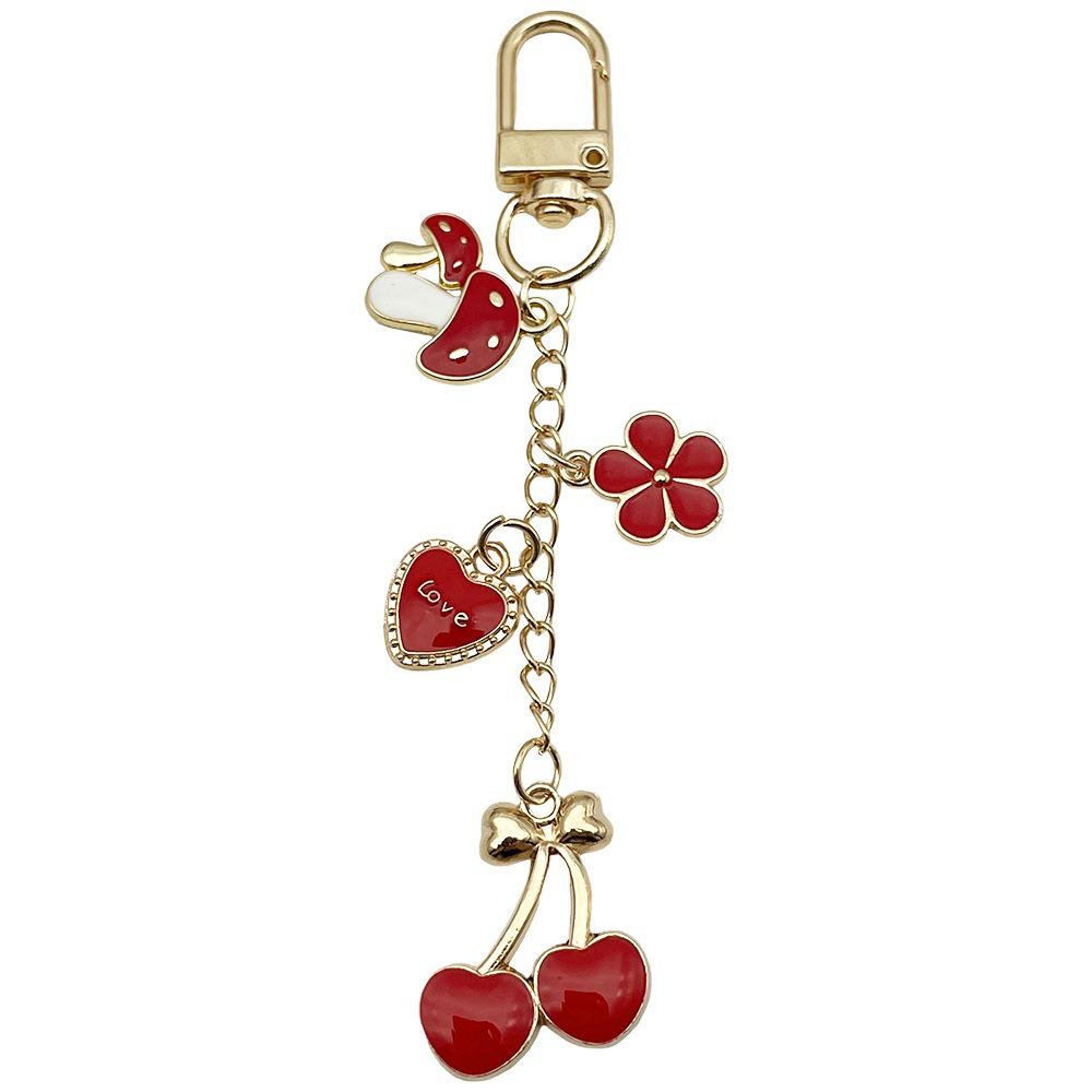 Smiley Cherry & Clover Keychain Pendant for Backpack & Earphone Case