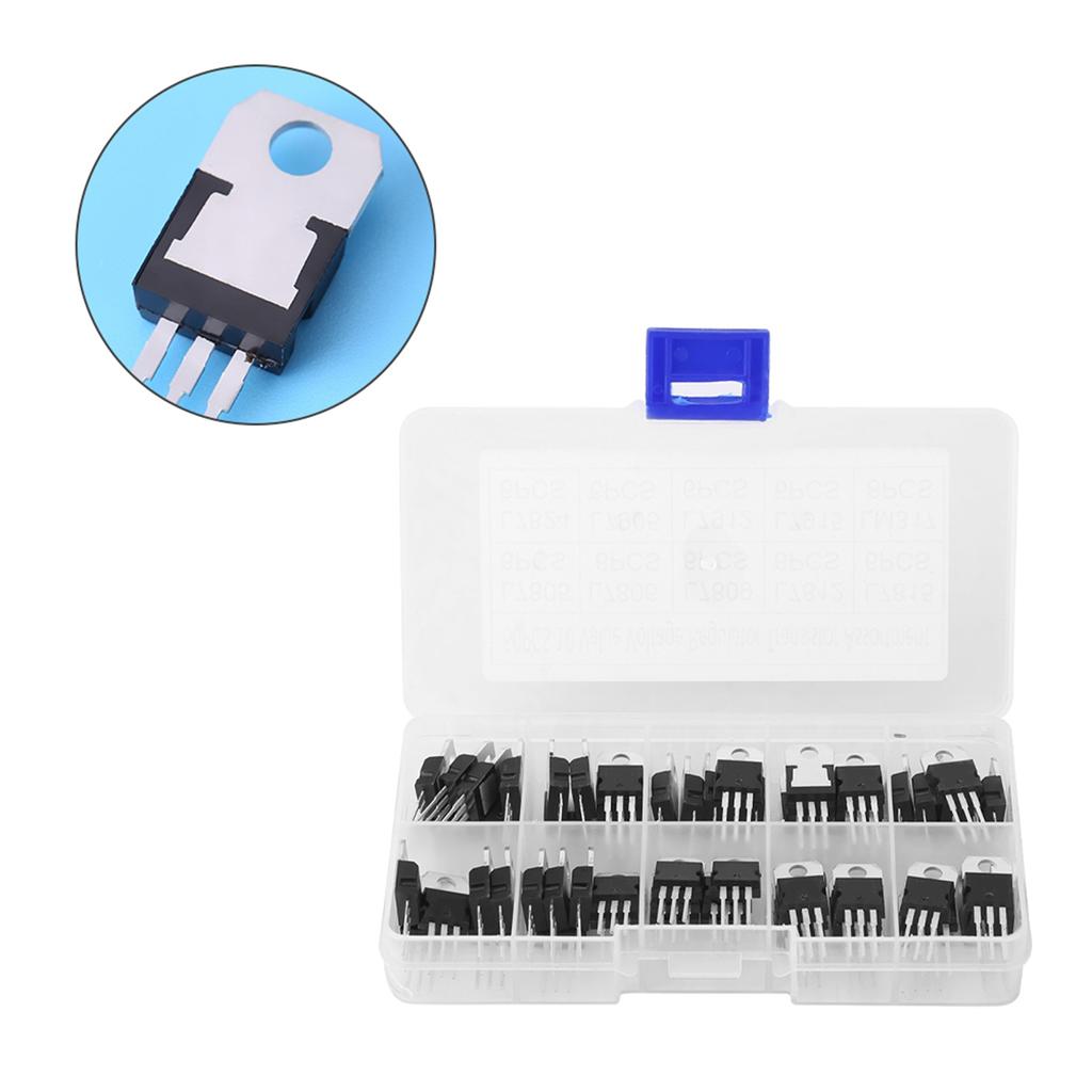 60pcs 10 Values L7805CV LM317t Transistor Assortment Kit Set With Storage Box