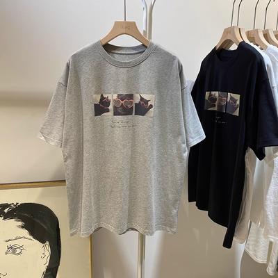 Harajuku süße Cartoon Kurzarm T-Shirts für Damen Sommer reine Baumwolle Lässiges übergroßes T-Shirt Damen Weiß Grau Y2k Tops