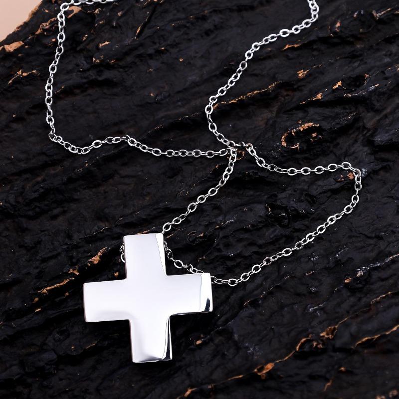 Women's Stainless Steel Cross Pendant Necklace Anime Role-Playing Jewelry Bead Chain Amulet Popular