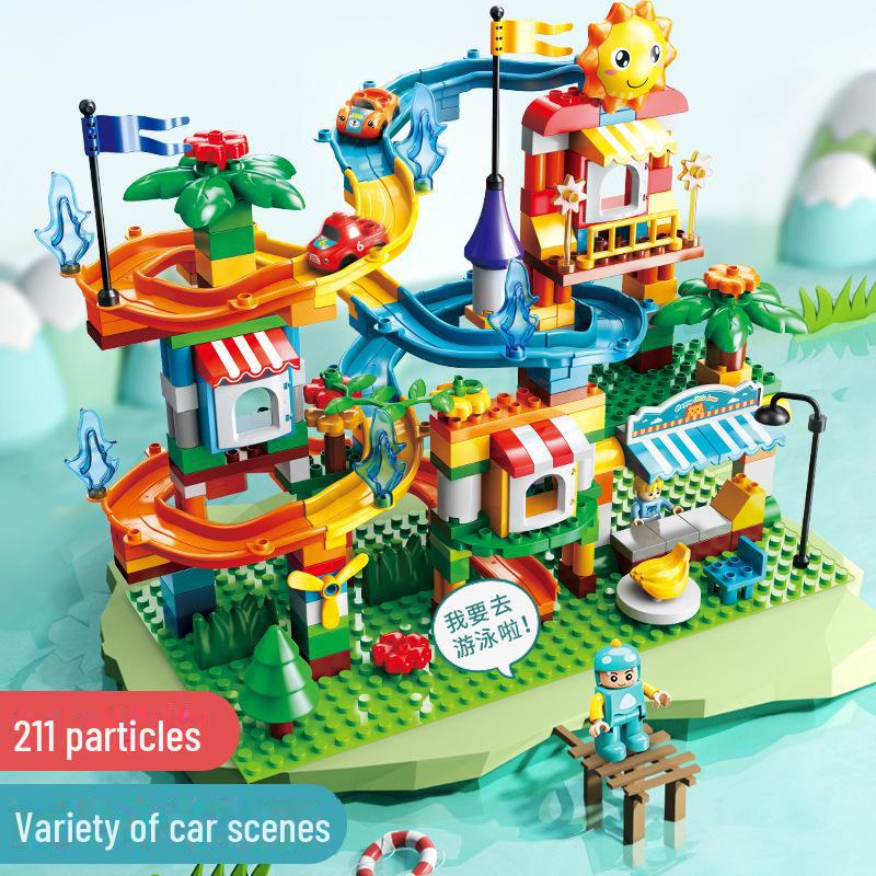 

Feile Large Particle Building Blocks - Детская развивающая игрушка для самостоятельной сборки для мальчиков и девочек 211 Piece Jungle Racer Blocks (no base plate)