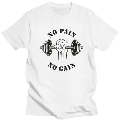 Custom No Pain No Gain T Shirt Men Short Sleeves 100 Cotton Tshirt Bodybuilding Fitness Gym Tee Tops Fashion Tshirts