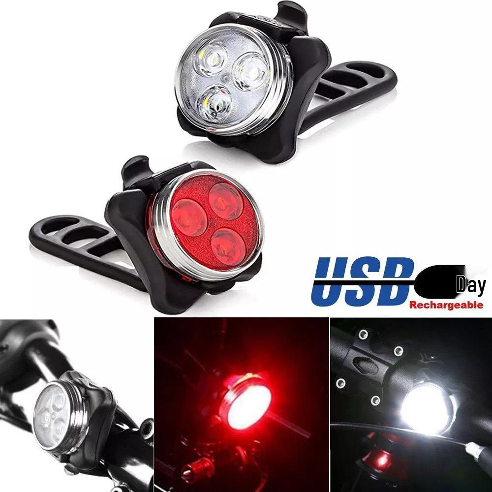 COB USB Rechargeable Bicycle Headlight & Taillight Set for Mountain Bikes