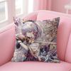 Genshin Impact Kamisato Cushion Cover Natural Linen Pillow Case DoubleSided Print Decorative Sofa Pillowcase Home Decor Gift