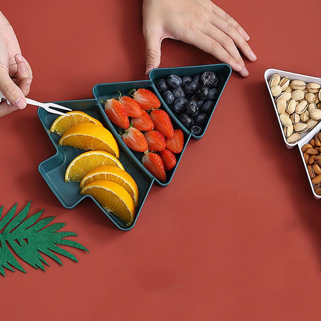 1pc/2pcs-Christmas Tree Fruit Bowl Home Snack Plate Plastic Candy Dish Melon Seeds Dried Fruit Box Lazy Snack Box