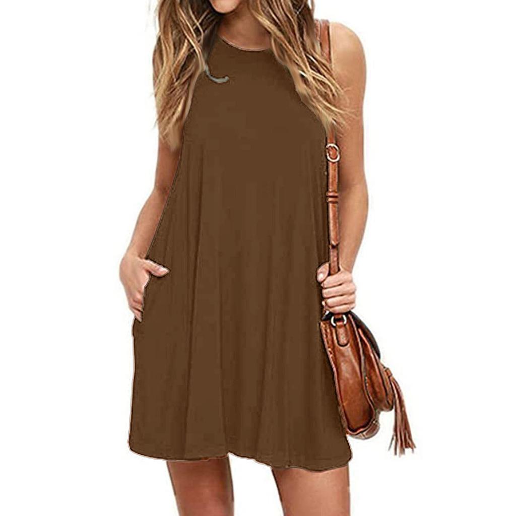 Women's Plus Size Summer Irregular Hem Casual Swing  Tee Tank Dress