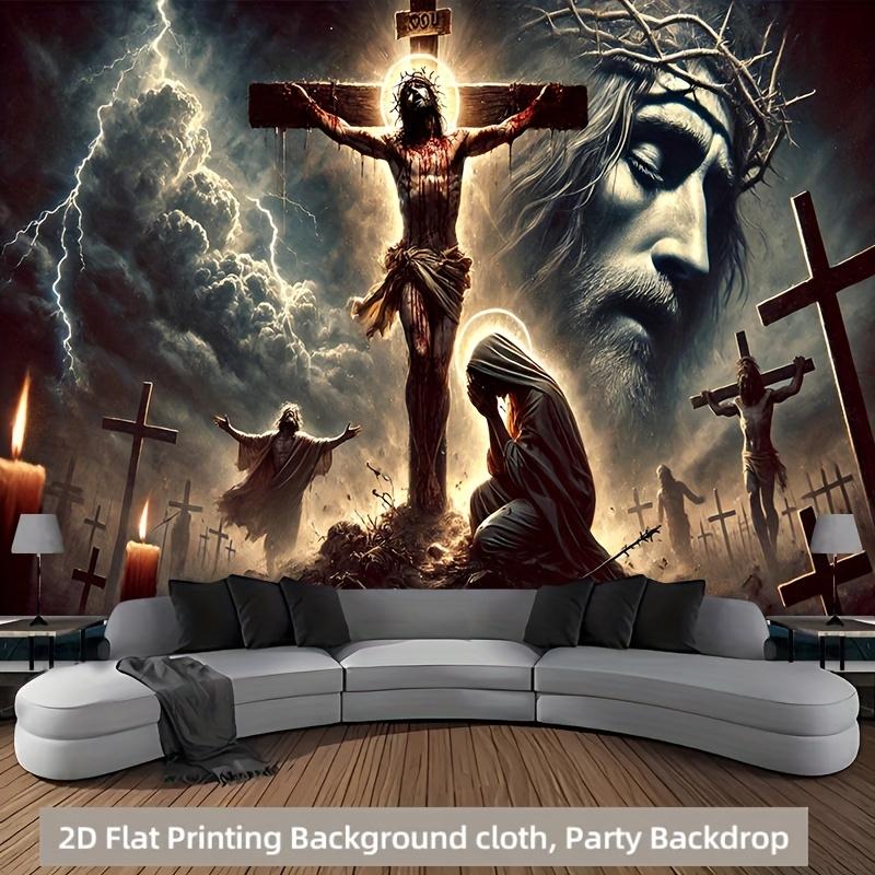 1 piece, 2D flat design, Christ's Passion and Mourning theme, suitable for parties, living room, bedroom, office, wsj