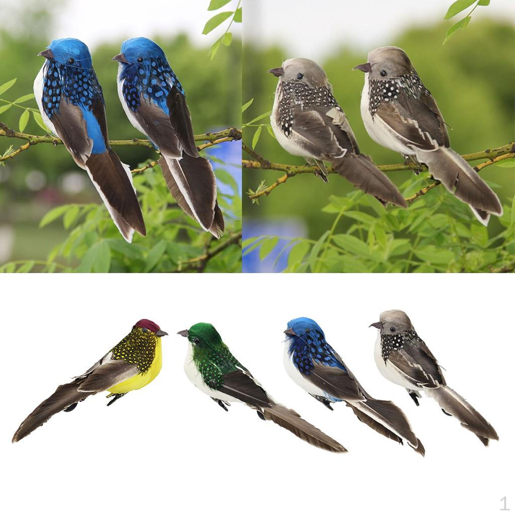 

Set of 4 Artificial Feathered Birds Figurine Garden Decoration DIY