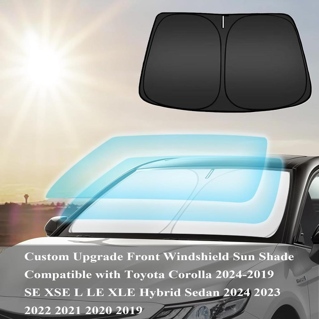 Toyota Corolla Windshield Sun Shade Cover for 2014- Toyota Corolla 4-Layers Front Window Shade 240T Sunshade Sun Visor Protector Foldable Blocks UV
