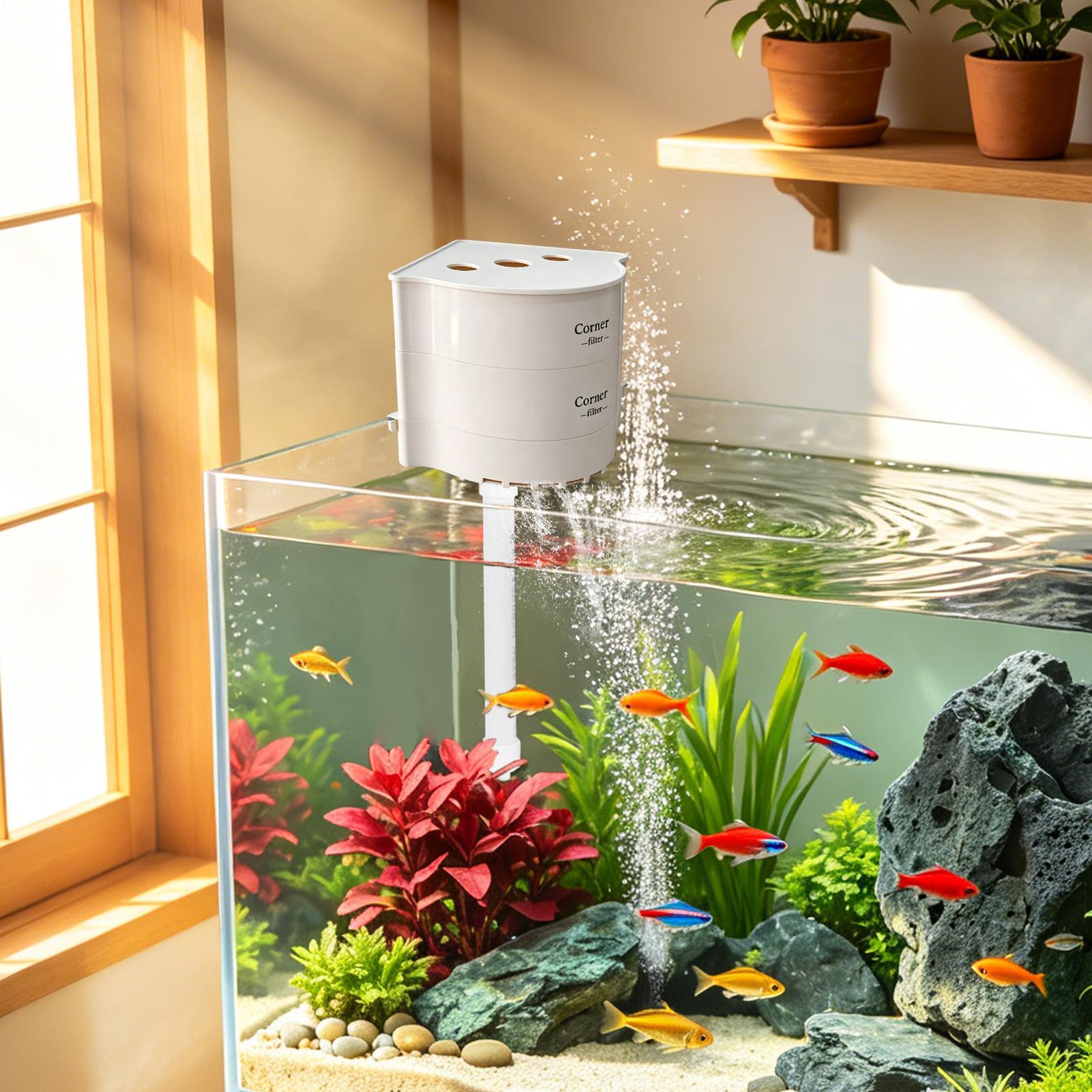 

Aquarium Filter Box Corner Filtration Box For Fish Tank Aquarium Mute Cycle Oxygenate Filter For Fresh water Home Office China Mainland