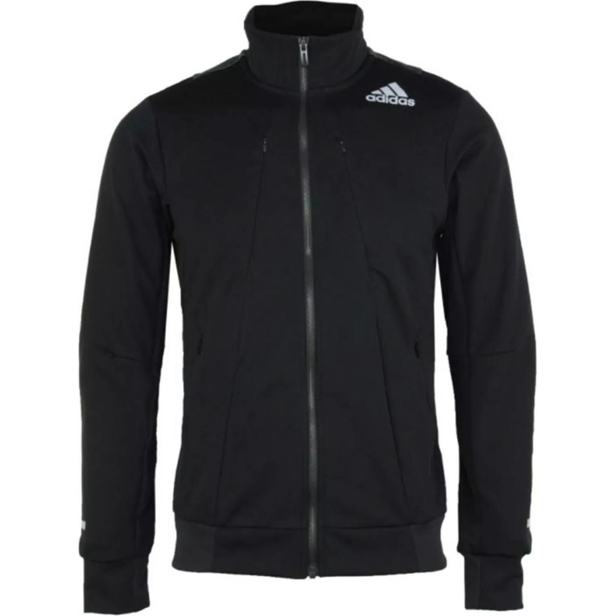 Men s adidas Logo Printing Pattern Stand Collar Zipper Jacket Black GL2188 XL