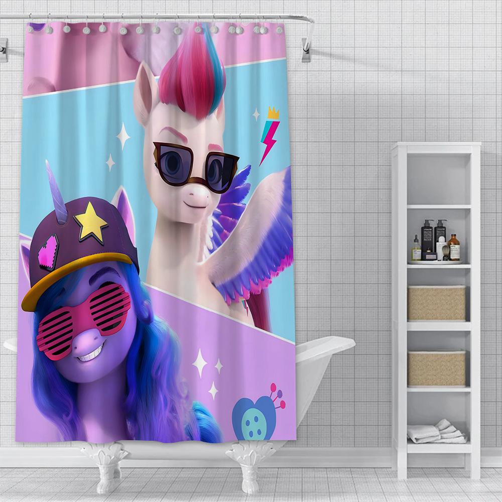 Hot Cartoon My L-Little P-Pony Shower Curtain Waterproof Polyester Fabric Paint Colorful Bath Curtains Curtain with Hook