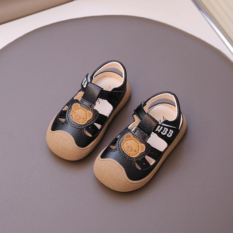 

Baby First Walkers Breathable Anti-Slip Soft Sole Comfortable Sandals 2025 Summer New Sandals for Toddlers Beach Shoes Bears 16 чёрный