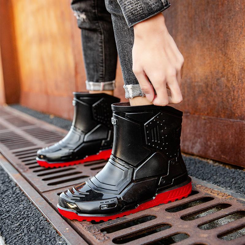 

Мужские модные резиновые сапоги на платформе, нескользящая непромокаемая обувь, черные резиновые сапоги со средним бочонком, новая обувь для рыбалки, размер 36-45 36