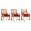 VidaXL Set of 3 Outdoor Dining Chairs with Cushions, Patio Seats, Dining Chairs, Garden Patio Furniture, 3064368