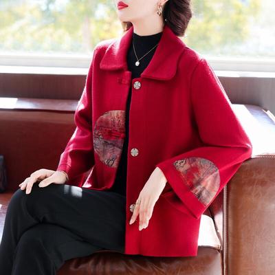 QianLian Damen Herbst/Winter Revers-Oberteil im neuen chinesischen Stil