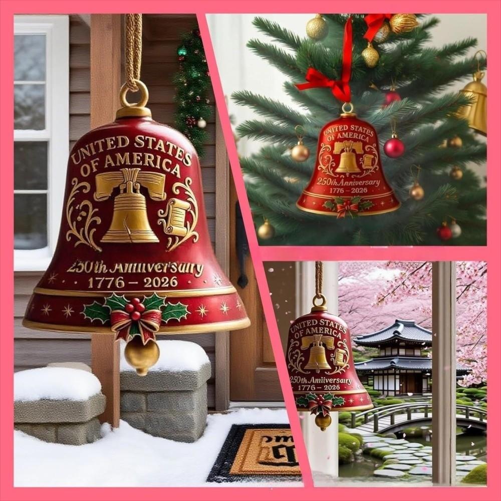 Vintage-Style 250th Anniversary Bell Ornament Portable Decoration with Commemorative Detailing Metal Hanging Bell