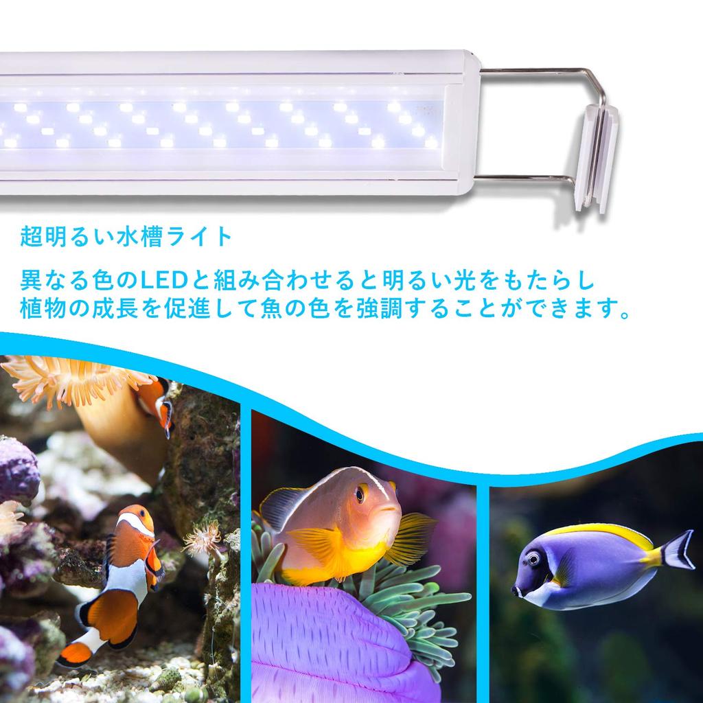 Lampe d'aquarium LEDGLE 10 W compatible avec les aquariums 56 LED bleues 46 LED pour poissons, plantes aquatiques, poissons d'ornement, élevage