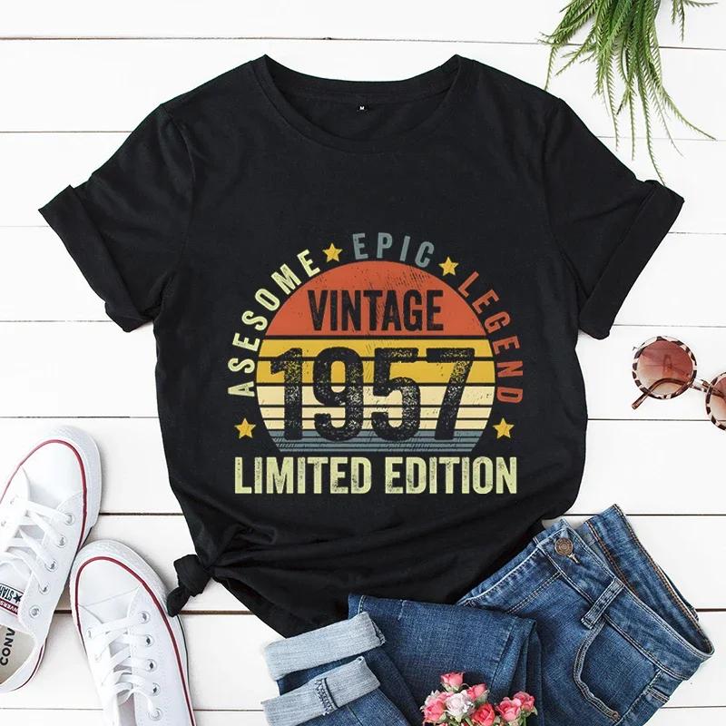 Vintage 1981 Print Unisex T Shirts Short Sleeve Unisex Tshirts Ladies Tee Shirt Tops 1973195719581961 Clothes Camisetas Mujer