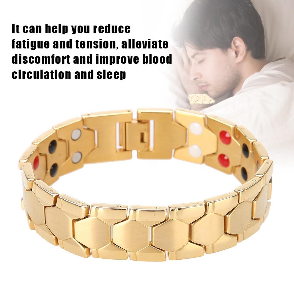 Fashionable Jewelry Magnetic Titanium Bio Energy Bangle Men Health Care Bracelet (Gold)