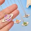 Hip Hop Style Collarbone Chain Planet Pendant Necklace Fashionable and Trendy Neckchain Jewelry Neck Chain Accessories