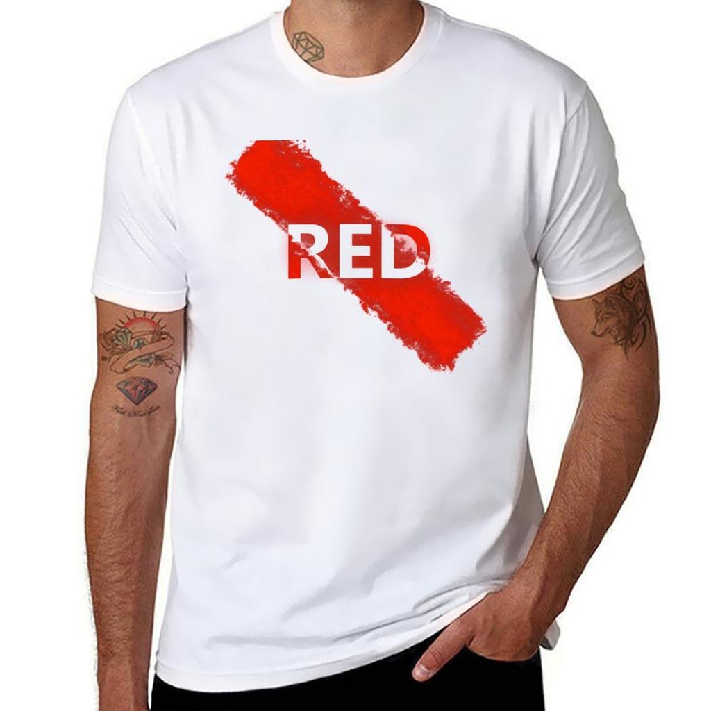 Red Poster Design Tshirt Large Size Basic Casual Tshirt